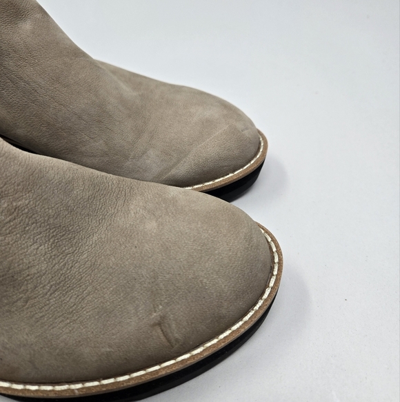 Eileen Fisher Womens Wedge Booties Sz 6M Beige Nubuck Pull On Stretch Ankle - Picture 9 of 10